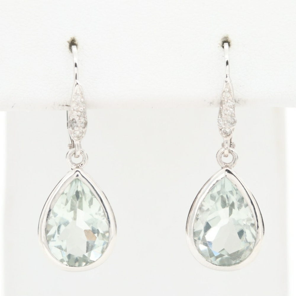 Prasiolite and Diamond Drop Earrings